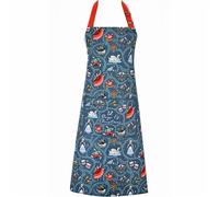 Blue Cotton Apron with 12 Days of Christmas Design by Ulster Weavers