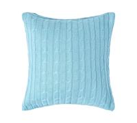 Homescapes Cotton Cable Knit Cushion Cover, 45 X 45 Cm In Blue Blue 45cm x 45cm