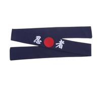 Blue Cotton Chef Headwrap with Symbol Print for Sushi Kitchen Staff | Non-slip Hold, Comfortable Wear, One Piece, Keeps Hair Back and Sweat Away in Food Service Settings