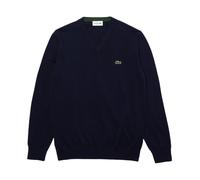 Blue Cotton Jumper with V-Neck and Embroidered Logo S