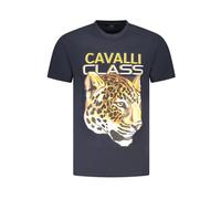 Blue Cotton Men T-Shirt - male - Cavalli Class - T-Shirts - Black - L - Tops L
