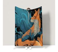 Blue Couch Blanket Fantasy Mysterious Agile Art Blanket Fluffy Soft Warm For children teenagers adults and the elderly Queen (200 x 200 CM)