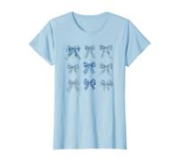 Blue Country Cottage Girls Coquette Bow Cottagecore T-Shirt