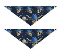Blue Cowboy Skull Dog holiday bandanas Adjustable Scarf Handkerchief Cute Pet Holiday Accessories Decor for Dogs Cats M