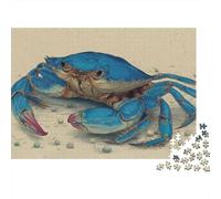 Blue Crab Illustration 1000 Pieces Jigsaws for Adults & Kids, Premium Paper, Blue Crab, Challenging Brain Teaser, Creative Leisure Activity, Great Gift for Puzzle Enthusiasts 70x50cm/1000pcs
