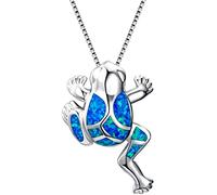 Blue created opal Frog pendant necklace Useful and Attractive