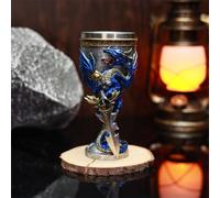 (blue) Creative Dragon Sword Wine Goblet 3D Sculpted High Stem Glass Vintage Style