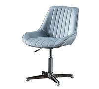 Blue Criss Cross Legged Office Chair - No Wheels Swivel Ergonomic Mid Back Desk Chair for Living Room Makeup & Task Use Padded Fabric Comfort Armless Design