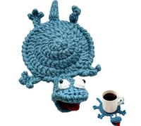 Blue Crochet Lizard Coaster Fun Little Lizard Coasters Cute 3D Diy Handmade Funny