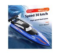 (Blue) Cross-Border Remote Control Boat Electric Toy Charging 2.4G Remote Control Boat Double Spiral Pulp High-Speed