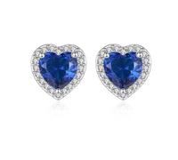 Blue Crystal Cubic Zirconia Cartilage Stud Earrings for Women Dainty Love Hearts Rhinestone Tiny Studs Earrings Minimalist Hypoallergenic Earrings
