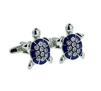 Blue Crystal Encrusted Turtles Cufflinks (X2AJ351)
