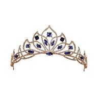 Blue Crystal Petal Crown with Rhinestone Alloy for Bridesmaid Updos | Elegant European-style Sparkle, Hair-secure Side Loops, Photoshoot and Party Wear, Formal Look Upgrade
