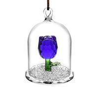 Blue Crystal Rose in Glass Dome Hanging Christmas Decoration Ornament for Xmas Tree Crystal Enchanted Flower Rose Ornament Decor for Home