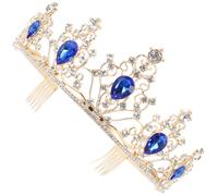 Blue Crystal Tiara Crown Alloy Hair Accessory for Women | Wedding and Special Occasions, Fine Workmanship, Hairstyle Decor, Elegant Romantic Design