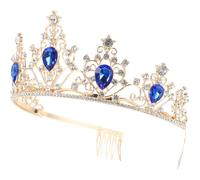 Blue Crystal Tiara Crown Hair Accessory for Women Wedding | Alloy with White Crystal, Fine Workmanship, Hairstyle Decor for Special Occasions