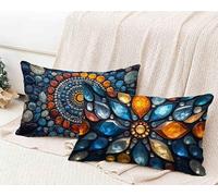 Blue Cushion Covers 30 x 60cm Set of 2, Stone Rectangle Cushion Covers Waterproof Linen Sofa Cushions with Invisible Zipper Bedroom Accessories Decorative Pillows for Room Decor, Gifts -lsy25012P6