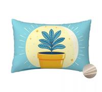 Blue Cushion Covers 35cm x 55cm Set of 2 Linen Throw Pillow Cases Potted Plant Pillowcases 14x22 Inch Sofa Cushions Outdoor Cushion Cover Decorative Pillows for Couch Sofa Living Room Bedroom -YM594