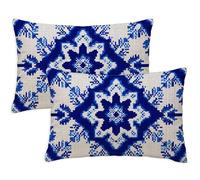 Blue Cushion Covers 40x70 cm Rectangle Garden Cushion Covers Set of 2 Soft Throw Pillow Cases Boho Patterned Double Sided Printing Bed Cushions for Garden Furniture Bench Car Farmhouse Decor, S-927