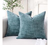 Blue Cushion Covers 45 x 45 Chenille Modern Farmhouse Decor Teal Cushion Covers Boho Decor Cozy Home Finds Sofa Cushions 45cm x 45cm for Home Decoration Living Room Bedroom Couch Decorative Pillows