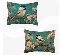 Blue Cushion Covers 50x80, Double-Sided Printing Decorative Pillows Flowers And Birds Sofa Pillows, Spring Decor With Invisible Zipper for Garden Living Room Sofa Home Decor, Gift Set of 2 -SW260327Q