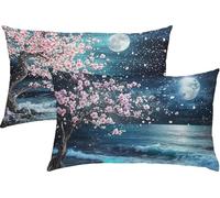 Blue Cushion Covers 60 x 80 cm 2 pack, Landscape Outdoor Cushions Waterproof Linen with Invisible Zipper, Soft & Comfort & Durable Pillow Cases for Bed, Sofa, Ideal Home Decor for All Seasons K3-22
