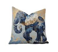 Blue Cushion Covers 60cm x 60cm Elephant Cushions Double Sided Pattern Throw Pillow Covers with Invisible Zipper, Velvet Decorative Pillowcases for Garden Home Sofa Bed, Set of 1 （23.6x23.6 in）2B-213