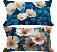 Blue Cushion Covers 70cm x 90cm, 2 Pack Outdoor Cushions Waterproof Soft Sofa Pillows Nordic Pattern Design Double-Sided Printing Rectangle Pillow Covers for Summer Autumn Home Decor Gifts 10-m5861