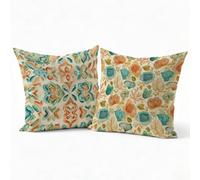 Blue Cushion Covers Breathable linen Decorative Pillow Cases Simple Cushion Covers 24x24in Set of 2, Modern Home Decor Sofa Cushions with Invisible Zipper for Outdoor Garden Spring Decoration P-J-3155