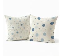 Blue Cushion Covers Breathable linen Decorative Pillow Cases Simple2 Cushion Covers 30x30in Set of 2, Modern Home Decor Sofa Cushions with Invisible Zipper for Outdoor Garden Spring Decor P-W-1942