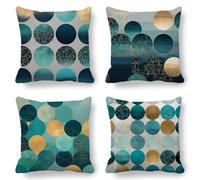 Blue Cushion Covers, Large Cushions 60x60 cm Set of 4, Soft Wrinkle-Free Linen Nordic Cushion Covers for Sofa Garden Outdoor Cushions Decorative Pillows, Cooling Pillow Cases for Summer Fall K-764