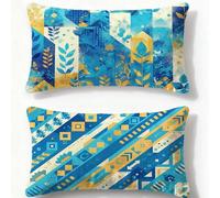 Blue Cushion Covers Leaf Pillow Cases 2 pack Velvet Cushion Covers 50x70cm Rectangle Pillow Protectors,2026 New Double Sided Printing Pillowcases for Office Sofa Living Room Bedroom Home Decor O-770U
