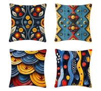 Blue Cushion Covers Set of 4, Soft Fluffy Sofa Pillows Graphics Cushion Covers 40 x 40 cm, Double-Sided Printing Decorative Pillows for Livingroom Sofa Bedroom, Gifts, with Invisible Zipper -2503jWD