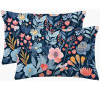 Blue Cushions 40x70 cm Leaf Cushion Covers,Large Sofa Decorative Pillows 16x28 In,Set of 2 Linen Breathable Throw Pillow Cover Double-Sided Design Pillowcases for Home Farmhouse Decor Living Room m542