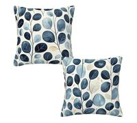 Blue Cushions Cover, Cushion Covers 40 x 40 cm Pack of 2, Soft Velvet Sofa Cushions Cover, Rattan Pattern Decorative Throw Pillow Cases Double Sided Printing for Sofa Living Room, Gifts for Women Q-3