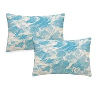 Blue Cushions Waterproof Rectangular Cushion Covers 40x70 cm 2025 New 2 Pack Throw Pillow Covers Northern Europe Double Sided Printed Linen Sofa Pillow Cases for Garden Patio Bench Autumn Decor z-1156