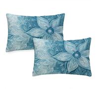 Blue Cushions Waterproof Rectangular Cushion Covers 60x90 cm 2025 New 2 Pack Throw Pillow Covers Flower Double Sided Printed Velvet Sofa Pillow Cases for Garden Bench Couch Indoor Autumn Decor z-1126