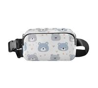 Blue Cute Fat Bear Face Fanny Pack for Women Men, Bumbag Crossbody Waist Packs with Adjustable Strap Belt Bag for Travel Workout Hiking