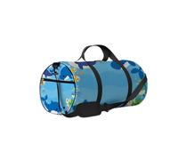 Blue Cute Kawaii Whales and Dolphins Sports Bag Tote Bag Waterproof Gym Bag with Shoulder Strap Zipper 2 Side Pockets for Men and Women, Travel and Storage Shoulder Bag.