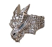 Blue CZ 925 Sterling Silver Majestic Dragon King Punk Ring TA513A UK Size N½~Z5 (UK N½ (54.4mm))