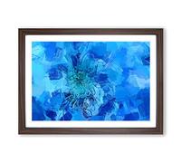 Blue Dahlia Flower in Abstract Framed Print | A2 Walnut Framed Wall Art | Ready to Hang | Abstract Floral Picture | Living Room Bedroom Lounge Office