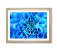 Blue Dahlia Flower Painting Modern Art Framed Print | A2 Oak Framed Wall Art | Ready to Hang | Modern Floral Picture | Living Room Bedroom Lounge Office