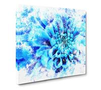 Blue Dahlia Flower Watercolour Canvas Print | Gallery Wrapped 30mm Frame Wall Art | 20x20 inches | Ready to Hang | Modern Floral Picture | Living Room Bedroom Lounge Office