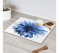 Blue Dahlias Flowers Pet Feeding Mat for Cat Dog Water Bowl Food Mats Dahlias Floral Pet Feeding Mats Absorbent Nti-Slip Contain Spills Protects Floors Placemat 43.1 x 76.2 cm