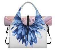 Blue Dahlias Flowers Sports Duffle Bag with Shoe Compartment Dahlias Floral Weekend Overnight Bags Tote Cabin Luggage Bag for Gym Yoga Travel