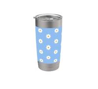 Blue Daisy Floral Pattern Cute Spring Flower Aesthetic Stainless Steel Insulated Tumbler