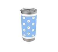 Blue Daisy Floral Pattern Cute Spring Flower Aesthetic Stainless Steel Insulated Tumbler