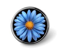 Blue Daisy Flower Unisex Novelty Brooches & Pins Round Metal Lapel Badge for Clothing Shawl Hat