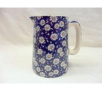 Blue daisy half pint jug made by Heron Cross Pottery