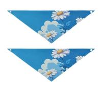 Blue Daisy Hello Sunshine Bloom Spring Seasonal Dog Bandanas Unique Shape Adjustable Fit Pet Scarf for Boy and Girl Cute Pet Holiday Accessories Decor for Dogs Cats 2 Pack